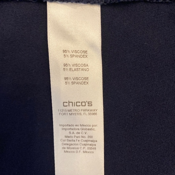 BUY 2 ITEMS GET 1 FREE - Chico’s Navy & Gold 3/4 Sleeve Blouse Sz 12/L - Picture 6 of 7